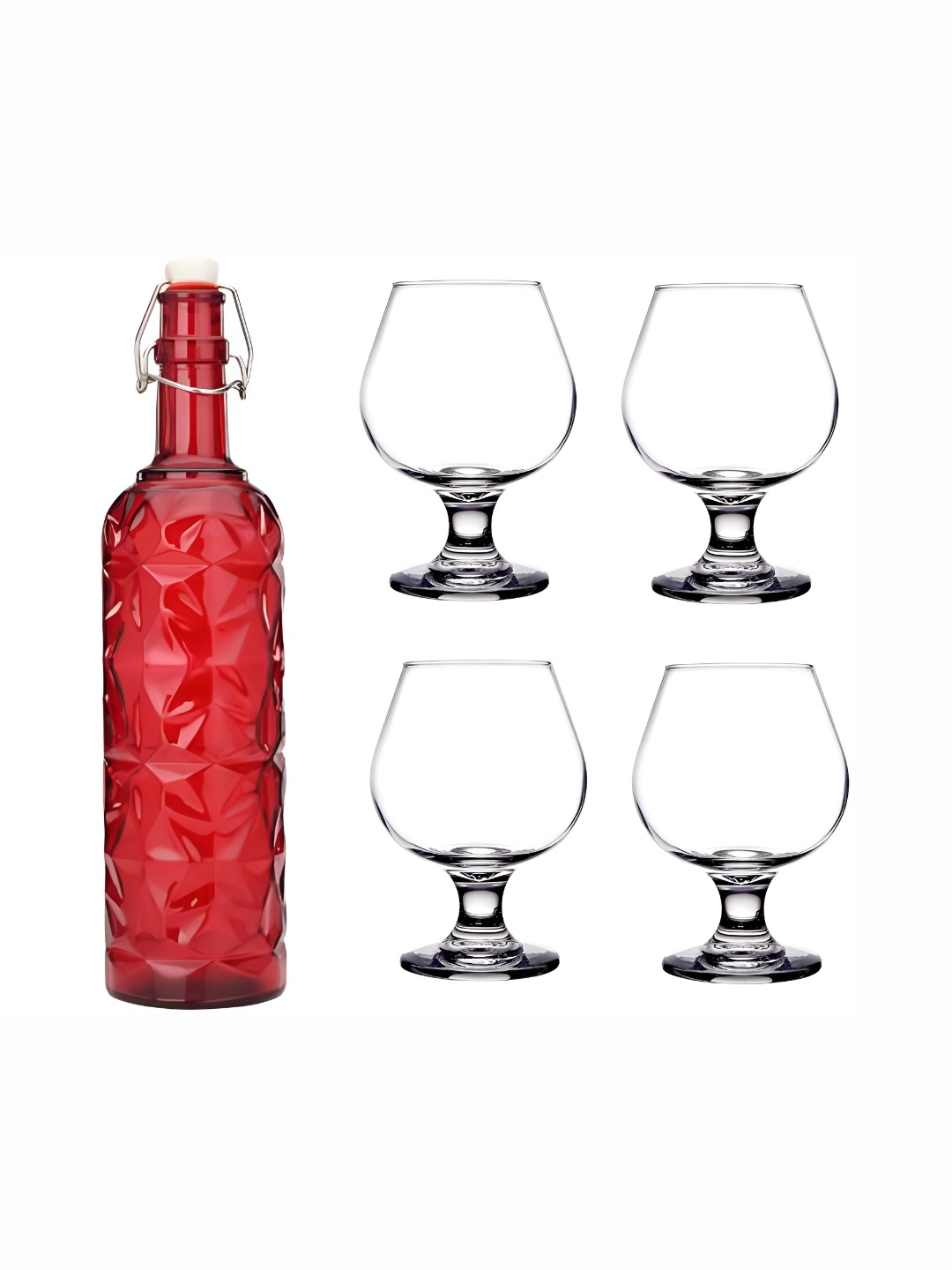 

1ST TIME Red & Transparent 5-Pcs Bottle & Glasses Set