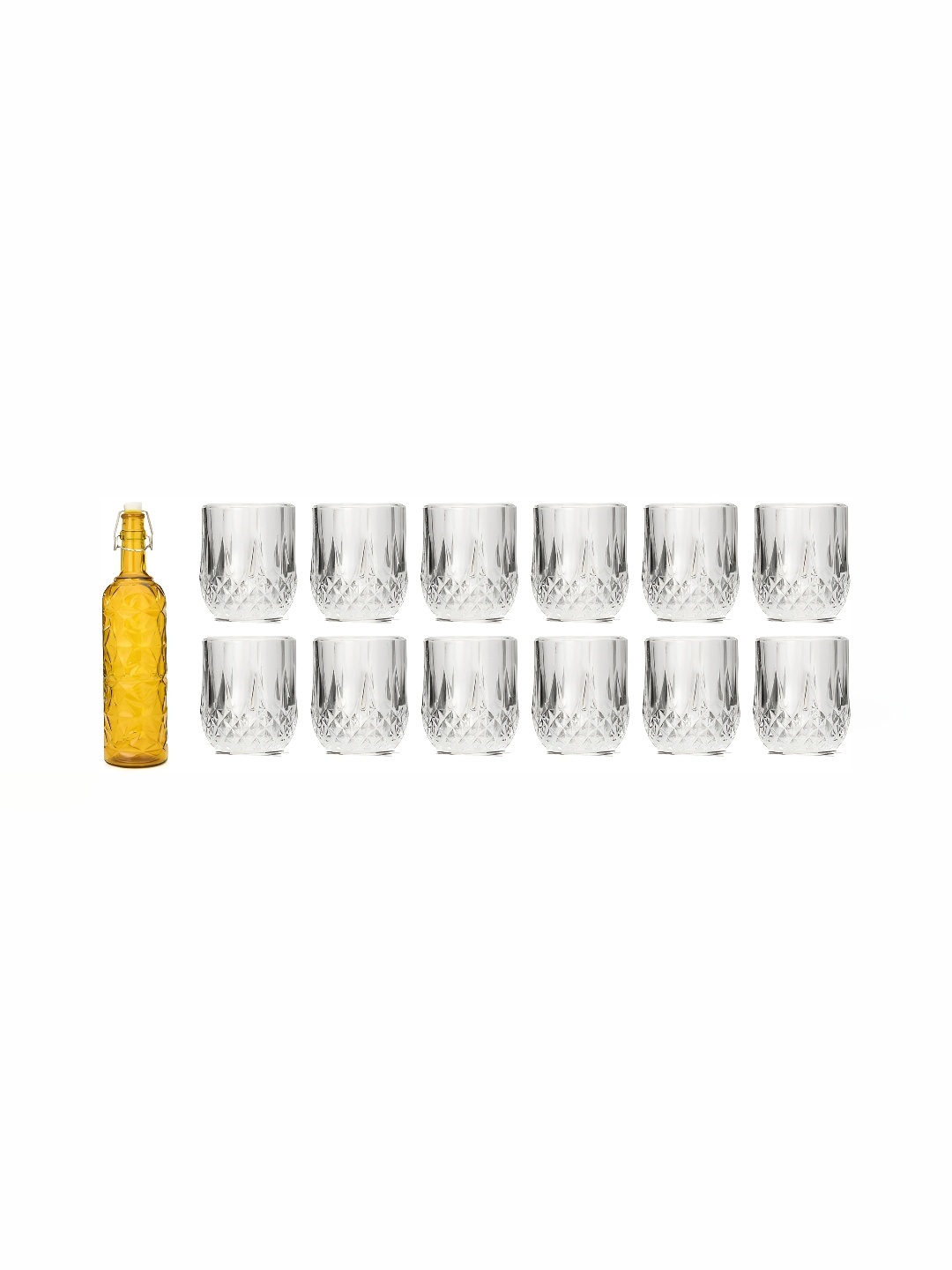 

1ST TIME Yellow & Transparent 13 Pieces Bottle & Glasses Set