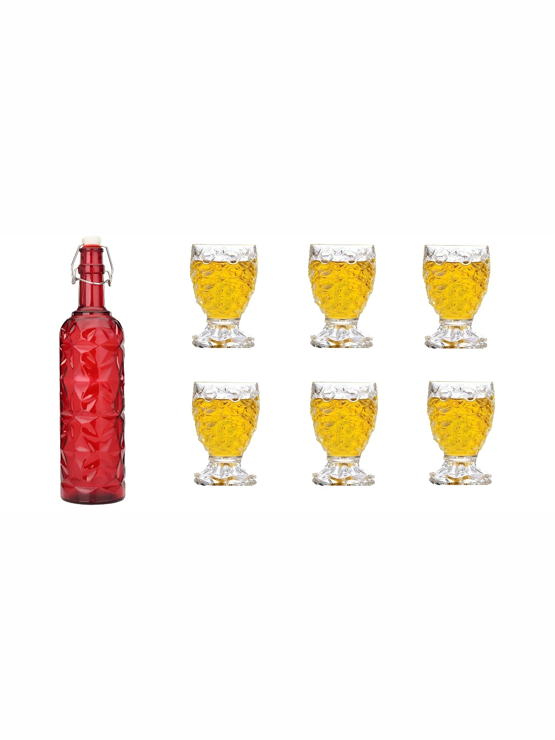 

1ST TIME Red & Transparent 7 Pieces Bottle & Glasses