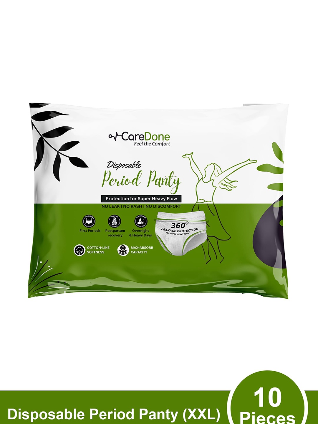 

CareDone Leak-Proof Disposable XXL Period Panties - 10 Pieces, White