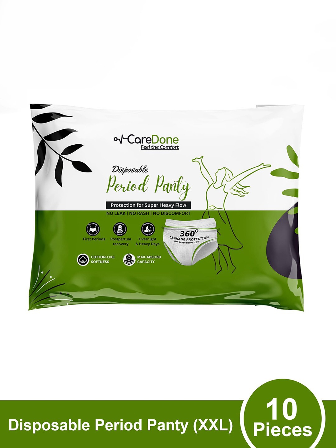 

CareDone Leak-Proof Disposable XXL Period Panties - 10 Pieces, White