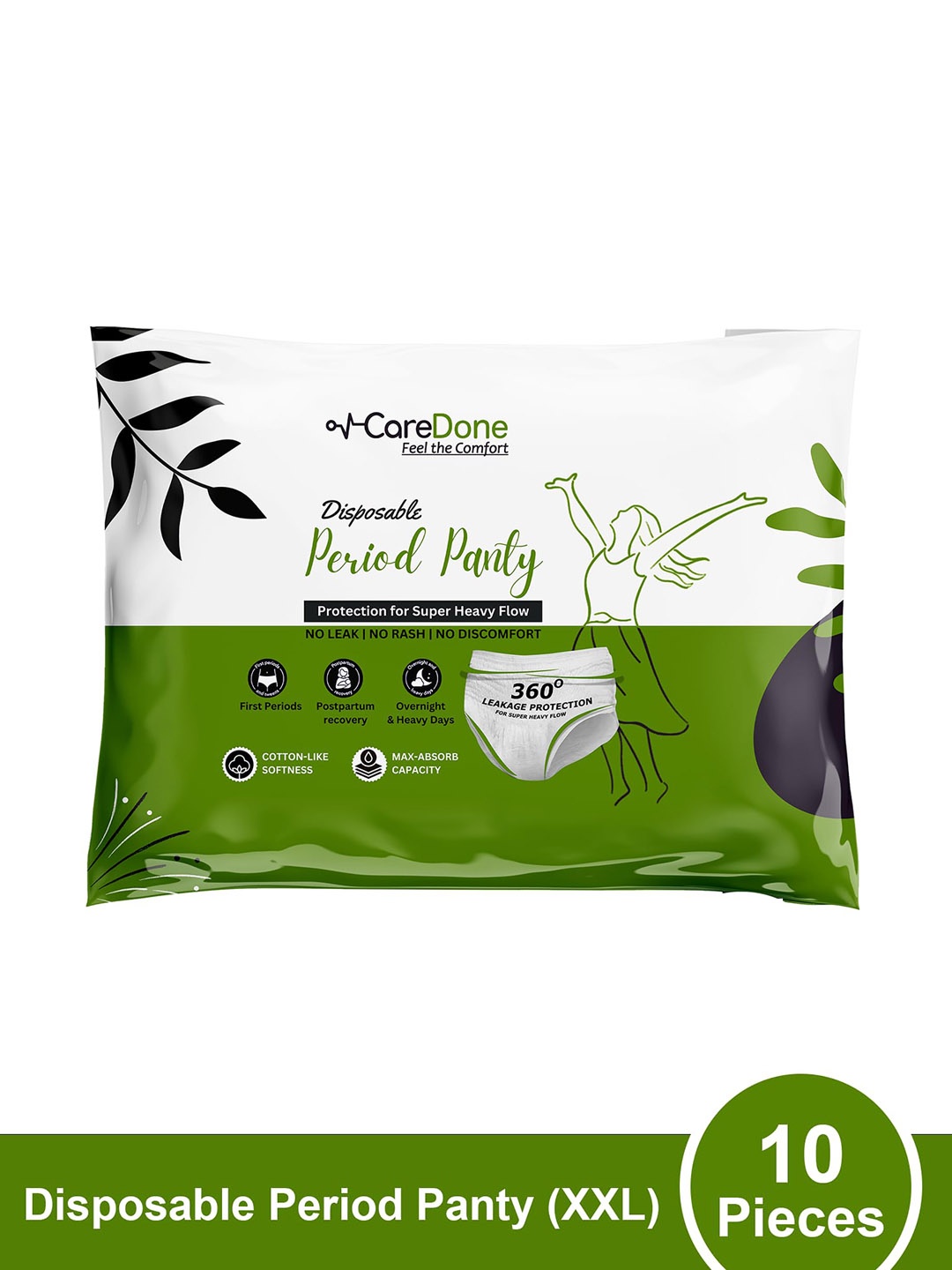 

CareDone Leak-Proof Disposable XXL Period Panties - 10 Pieces, White