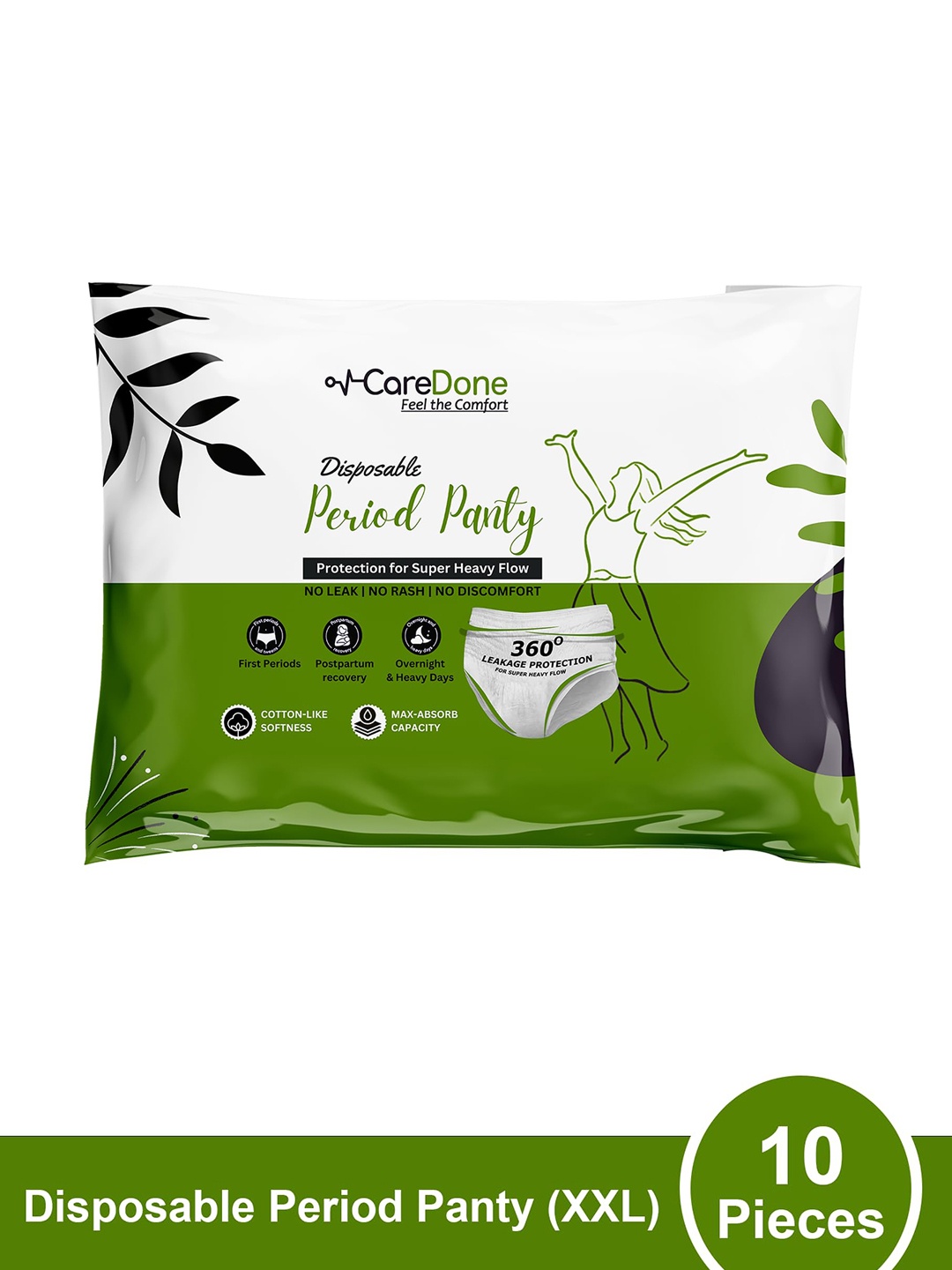 

CareDone Leak-Proof Disposable XXL Period Panties - 10 Pieces, White