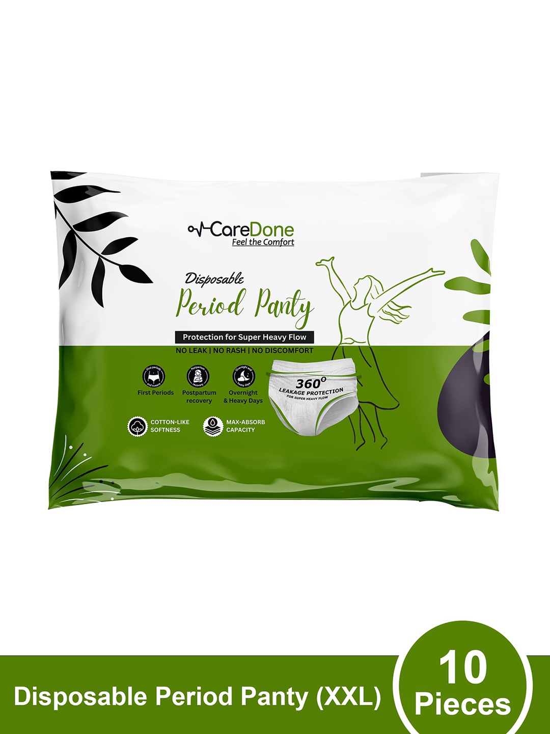 

CareDone Leak-Proof Disposable XXL Period Panties - 10 Pieces, White