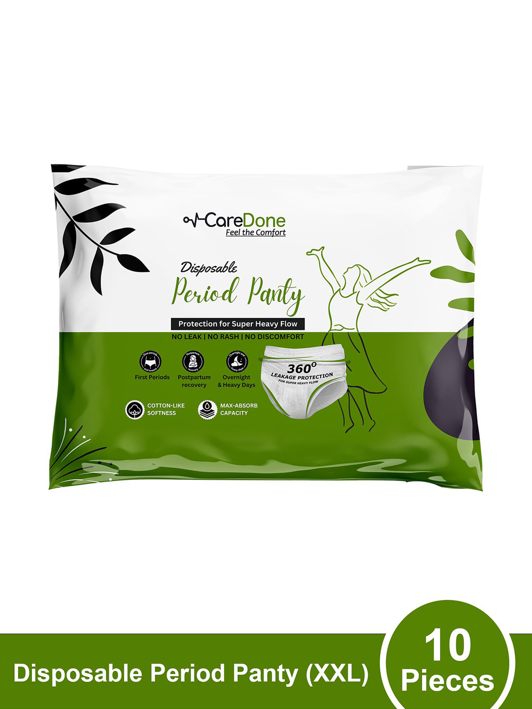 

CareDone Leak-Proof Disposable XXL Period Panties - 10 Pieces, White