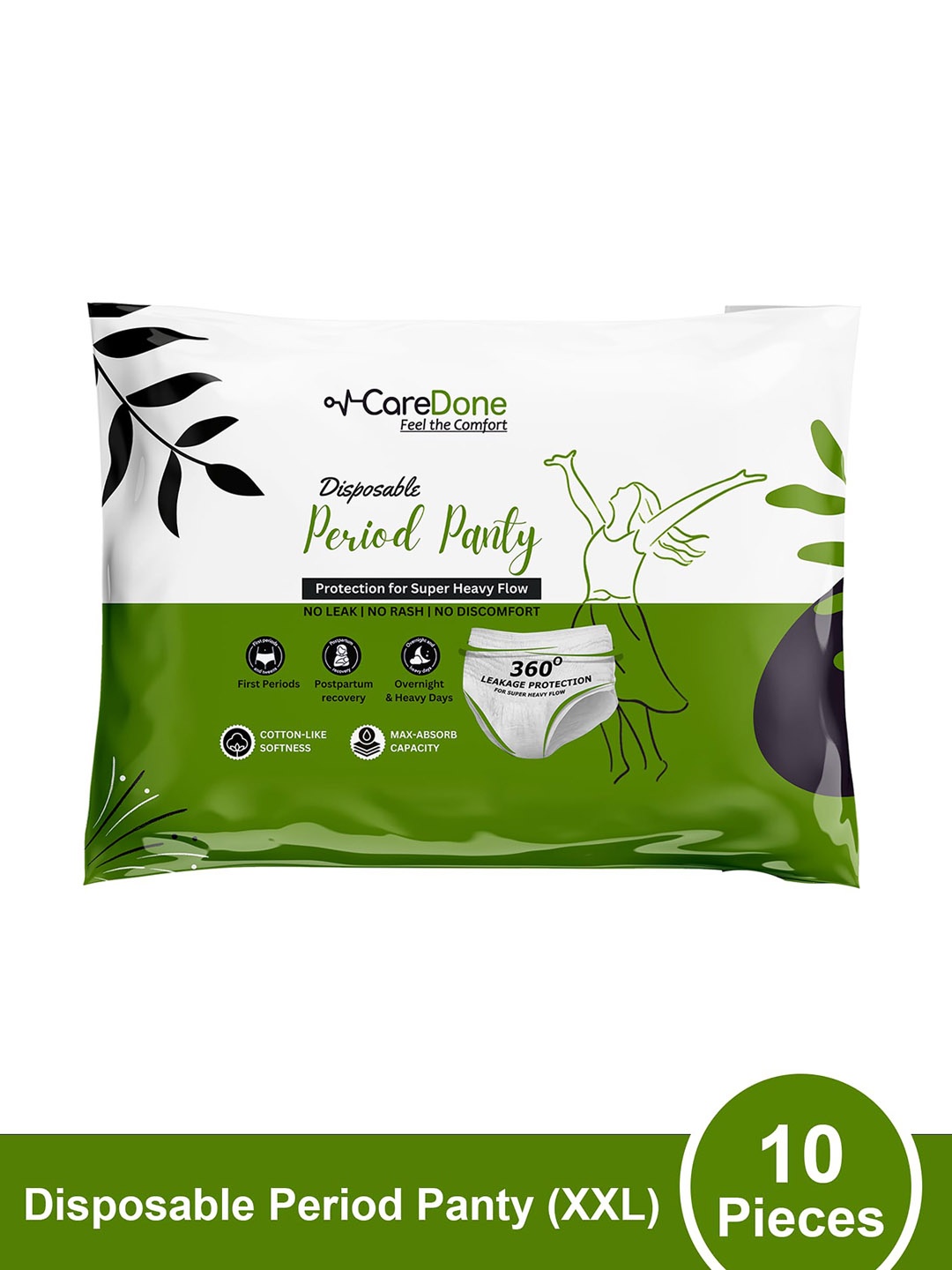 

CareDone Leak-Proof Disposable XXL Period Panties - 10 Pieces, White