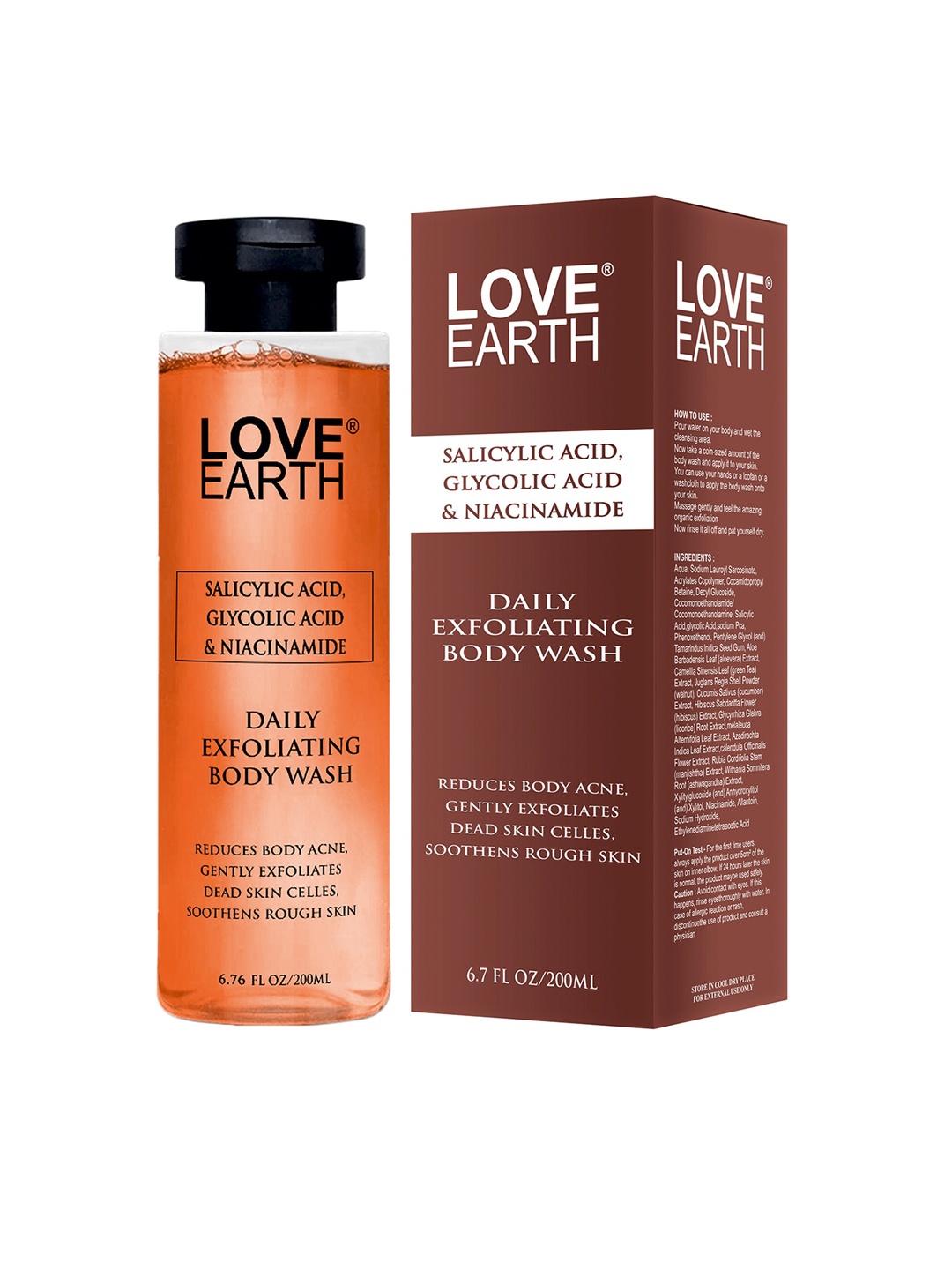 

LOVE EARTH Daily Exfoliating Body Wash with Salicylic Acid & Niacinamide - 200 ml, Orange