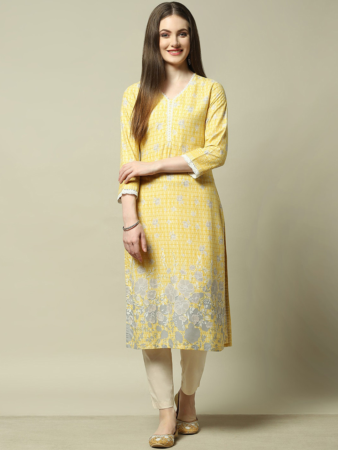 

Rangriti Geometric Printed Kurta, Yellow