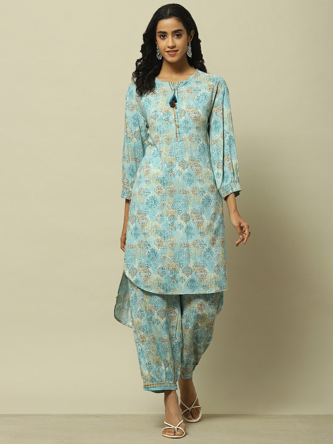 

Rangriti Women Printed Regular Kurta with Salwar, Blue