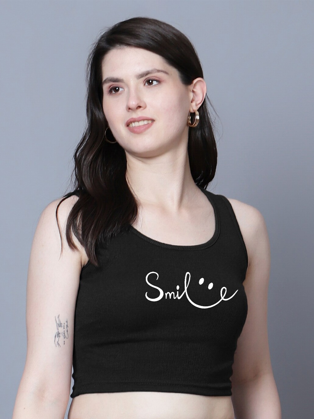 

Fashion And Youth Printed Sleeveless Tank Top, Black