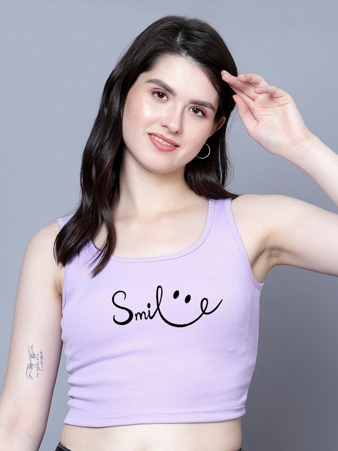 

Fashion And Youth Round Neck Crop Top, Lavender