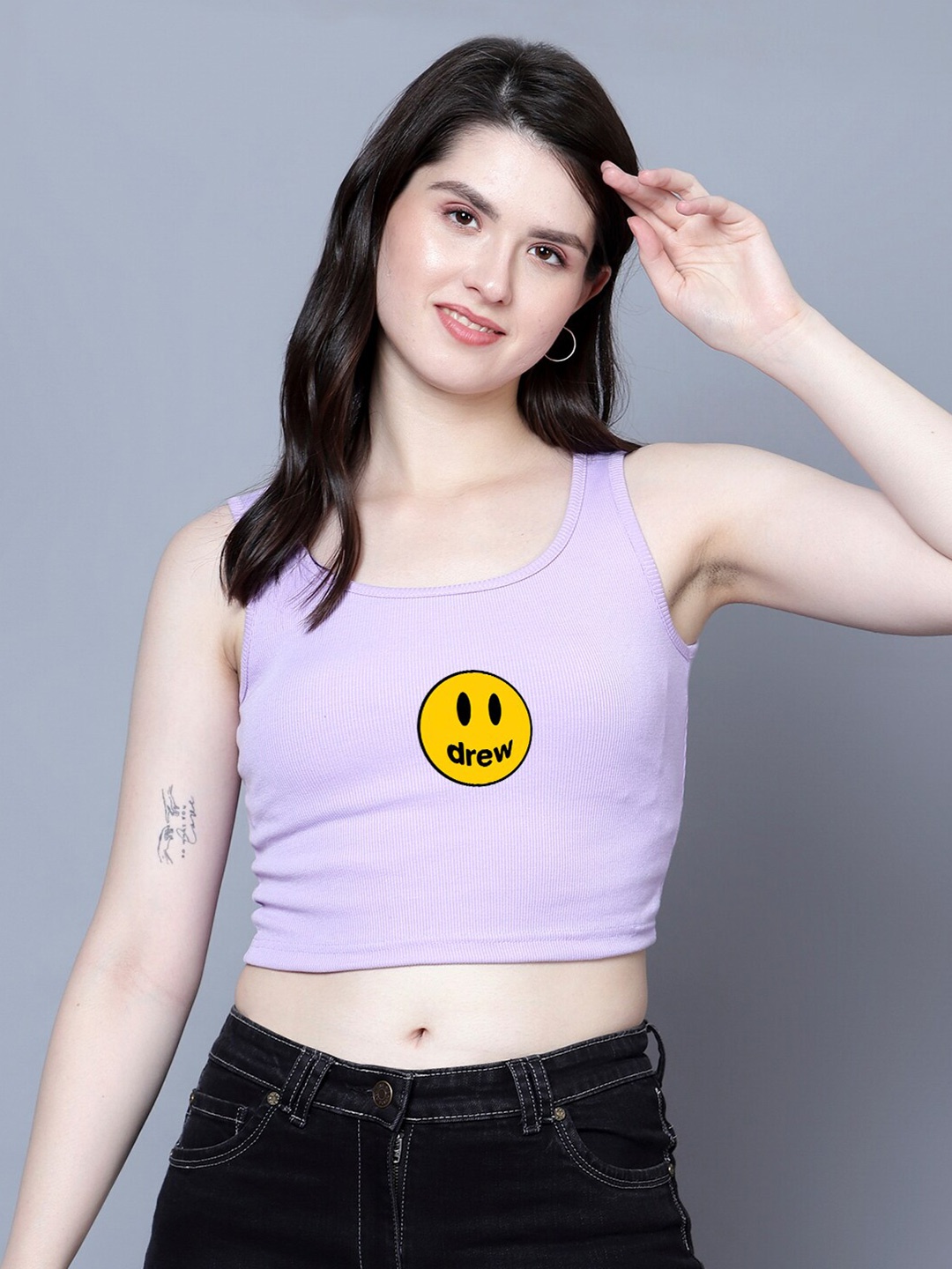 

Fashion And Youth Graphic Printed Fitted Top, Lavender