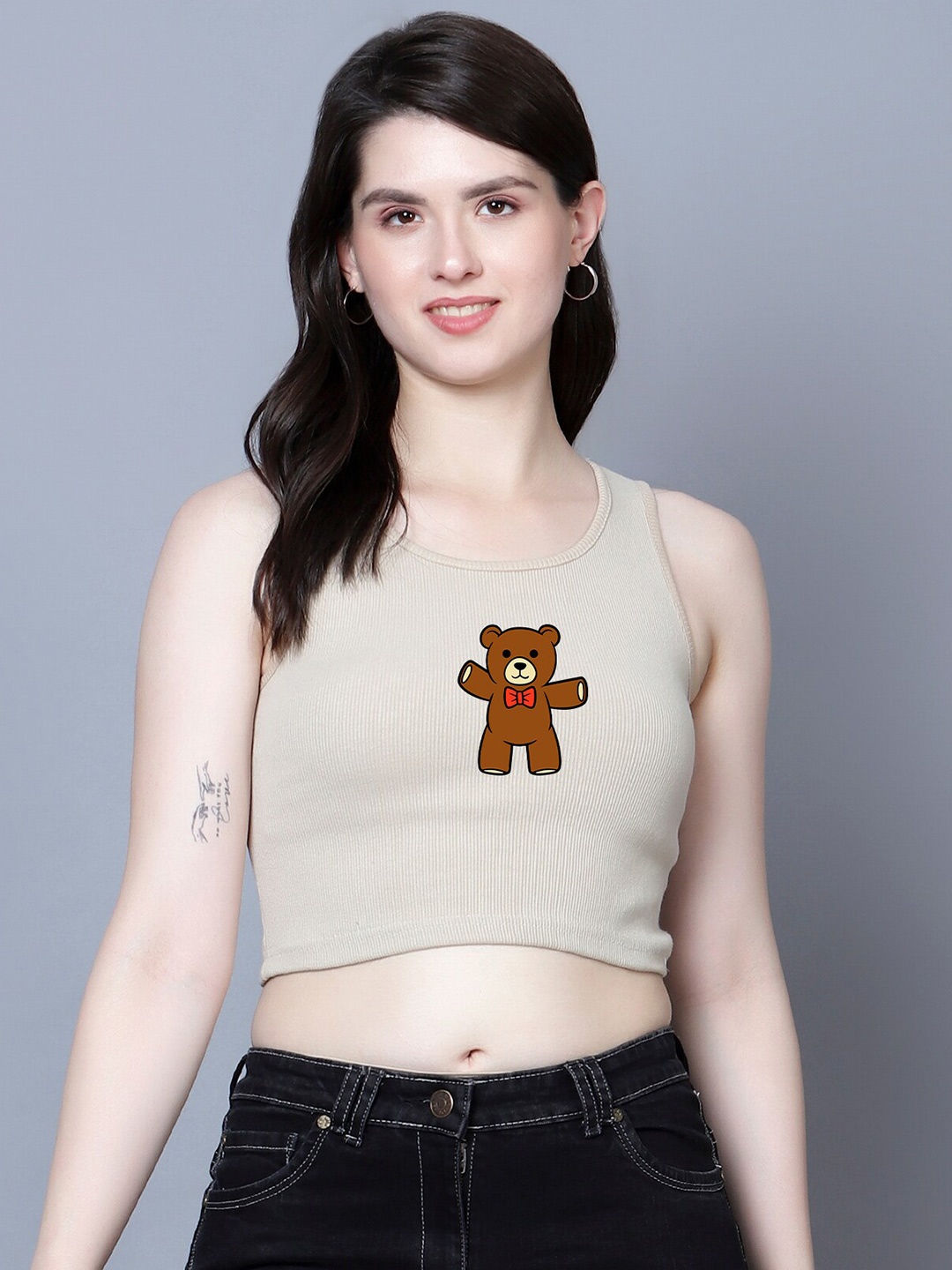 

Fashion And Youth Round Neck Regular Top, Beige