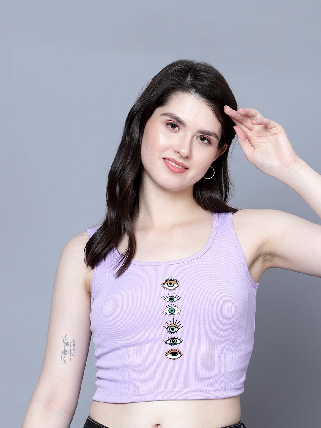 

Fashion And Youth Printed Crop Tank Top, Lavender