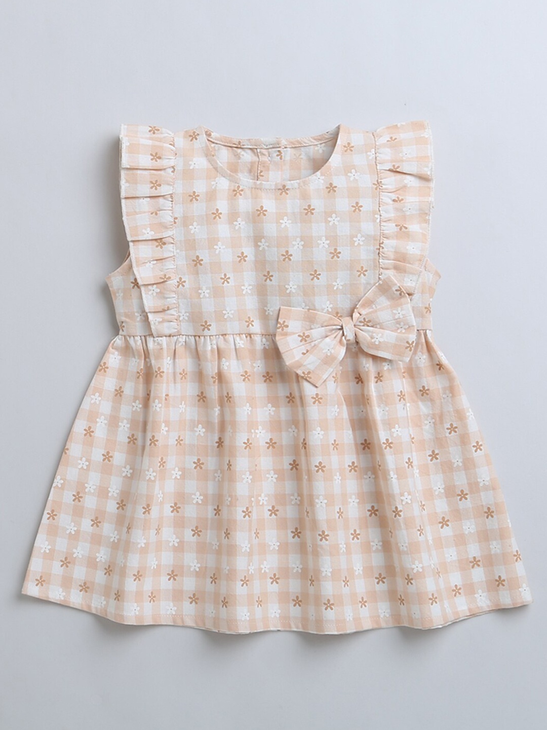 

Nino Bambino Floral Printed Flutter Sleeves Cotton Fit & Flare Dress, White