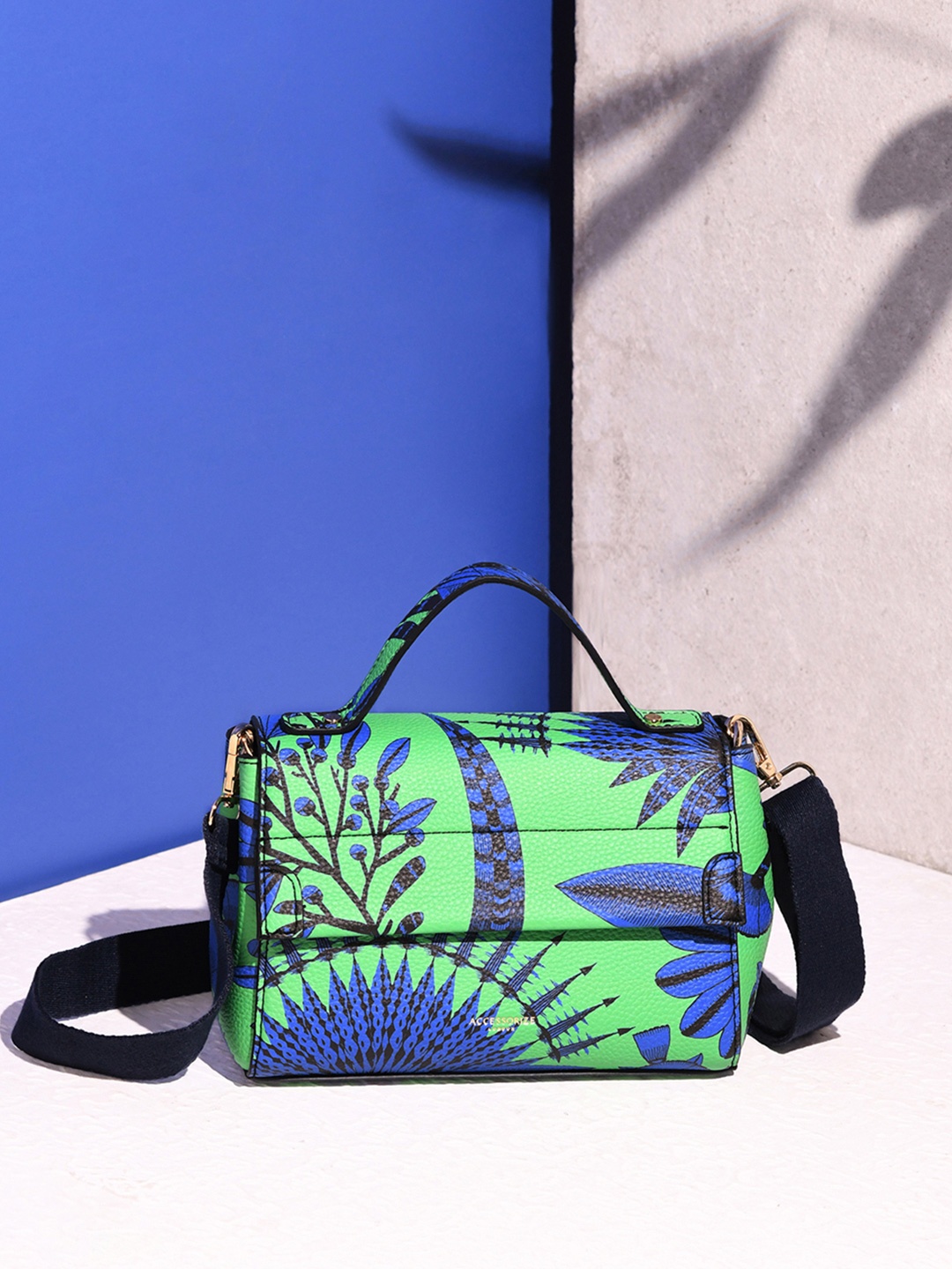 

Accessorize Floral Printed Structured Satchel, Green