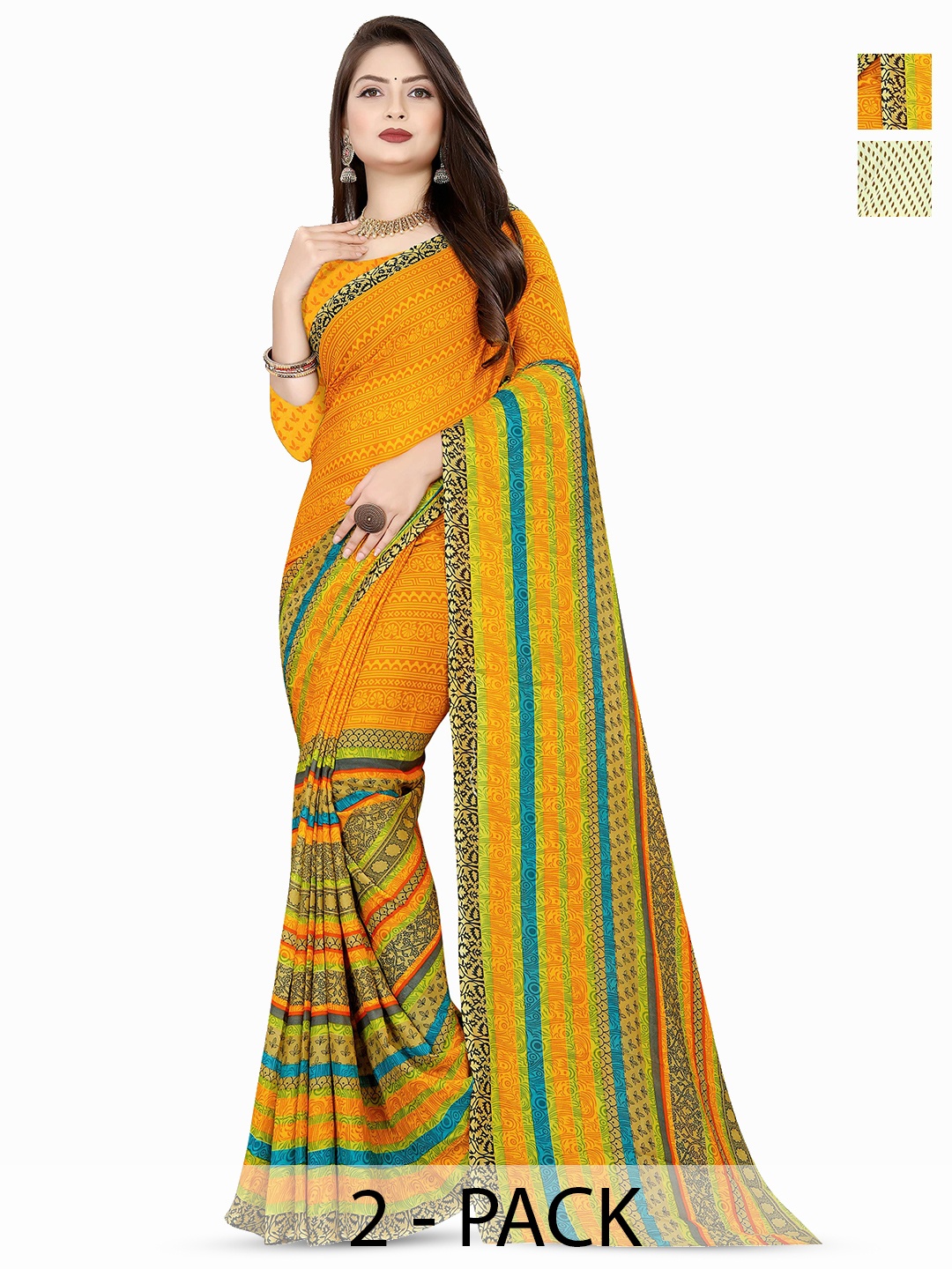 

ANAND SAREES Ethnic Motifs Poly Georgette Saree, Blue