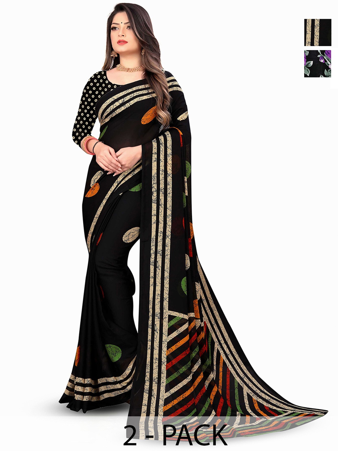 

ANAND SAREES Ethnic Motifs Poly Georgette Saree, Purple