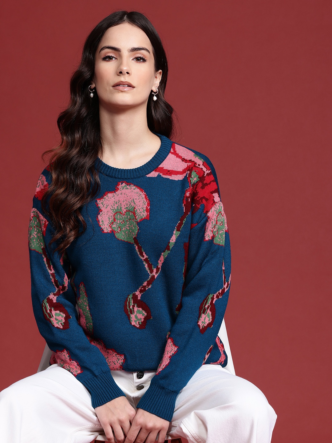 

all about you Drop-Shoulder Sleeve Pullover, Teal