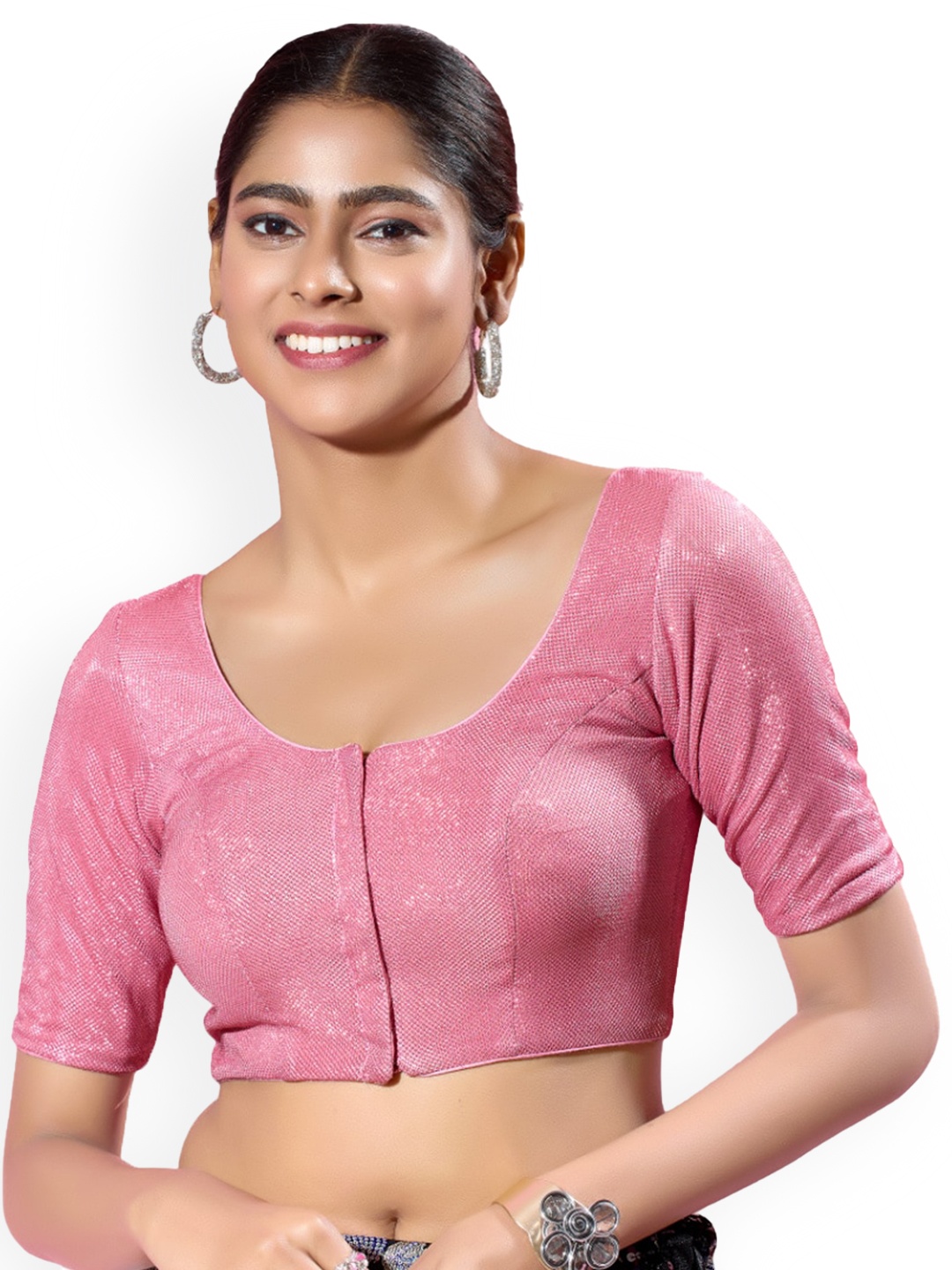 

SALWAR STUDIO Shimmer Self Design Saree Blouse, Pink
