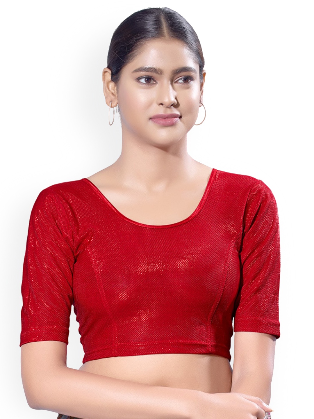 

SALWAR STUDIO Padded Stretchable Saree Blouse, Red
