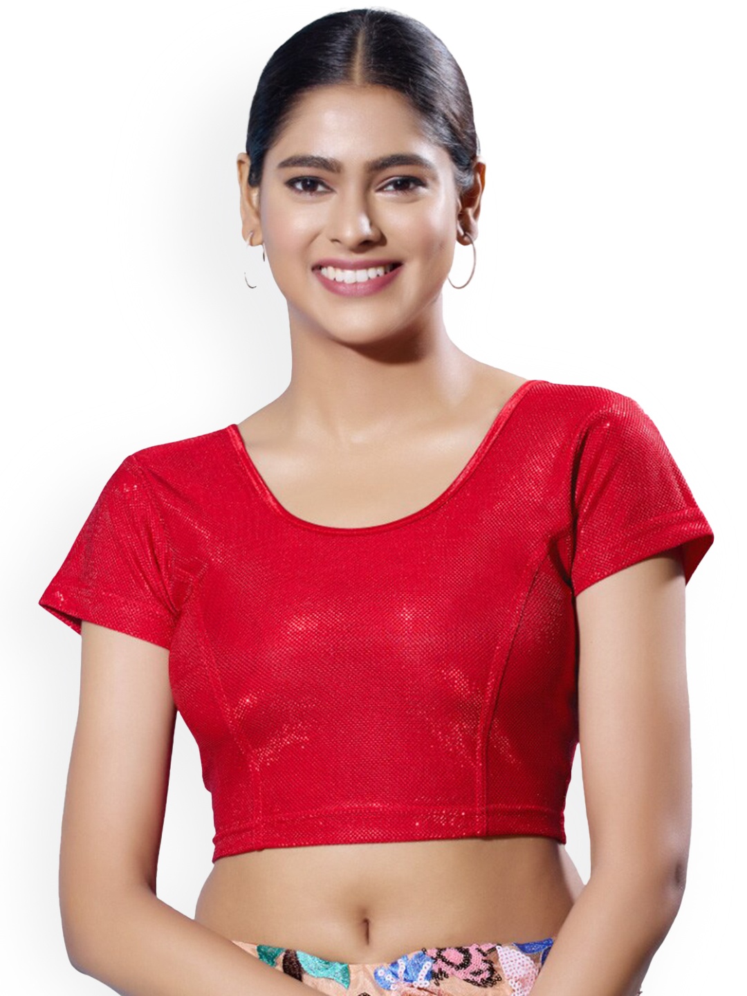 

SALWAR STUDIO Stretchable Padded Saree Blouse, Red