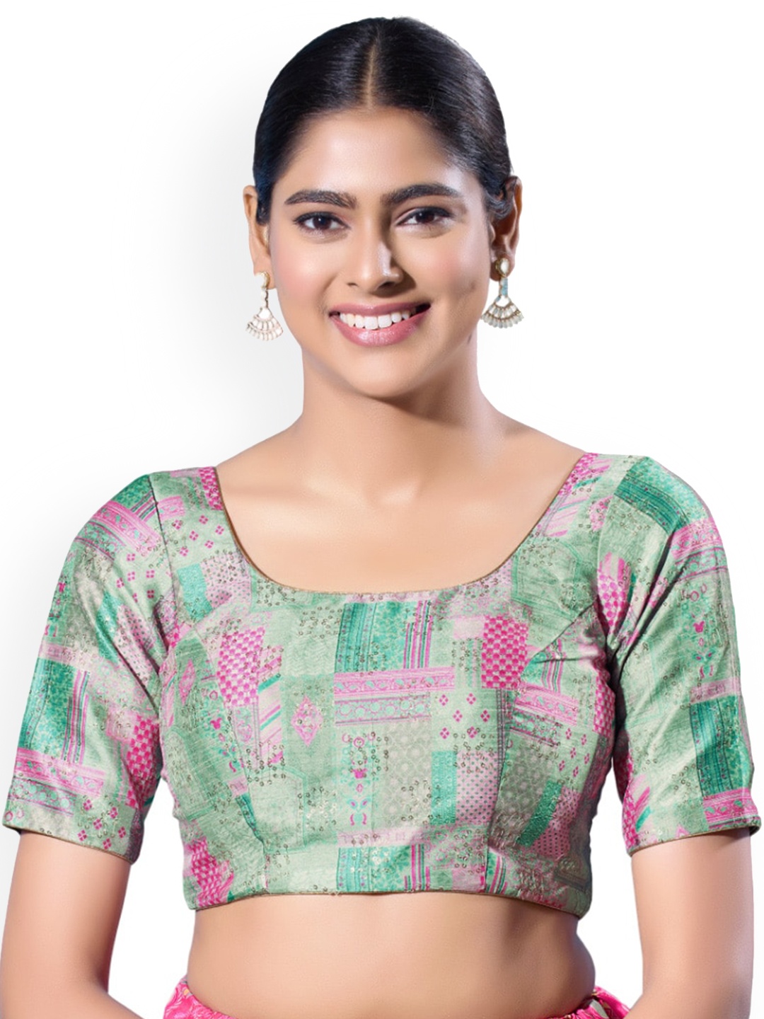 

SALWAR STUDIO Woven Design Saree Blouse, Grey