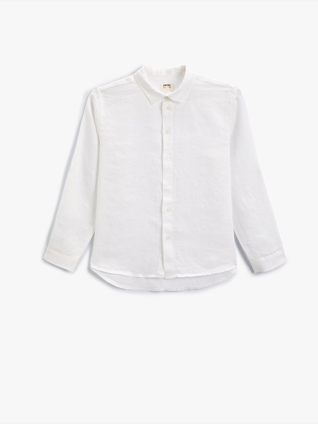 

Koton Boys Spread Collar Long Sleeves Opaque Linen Casual Shirt, White