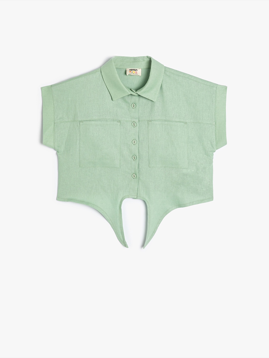 

Koton Girls Spread Collar Opaque Casual Shirt, Green