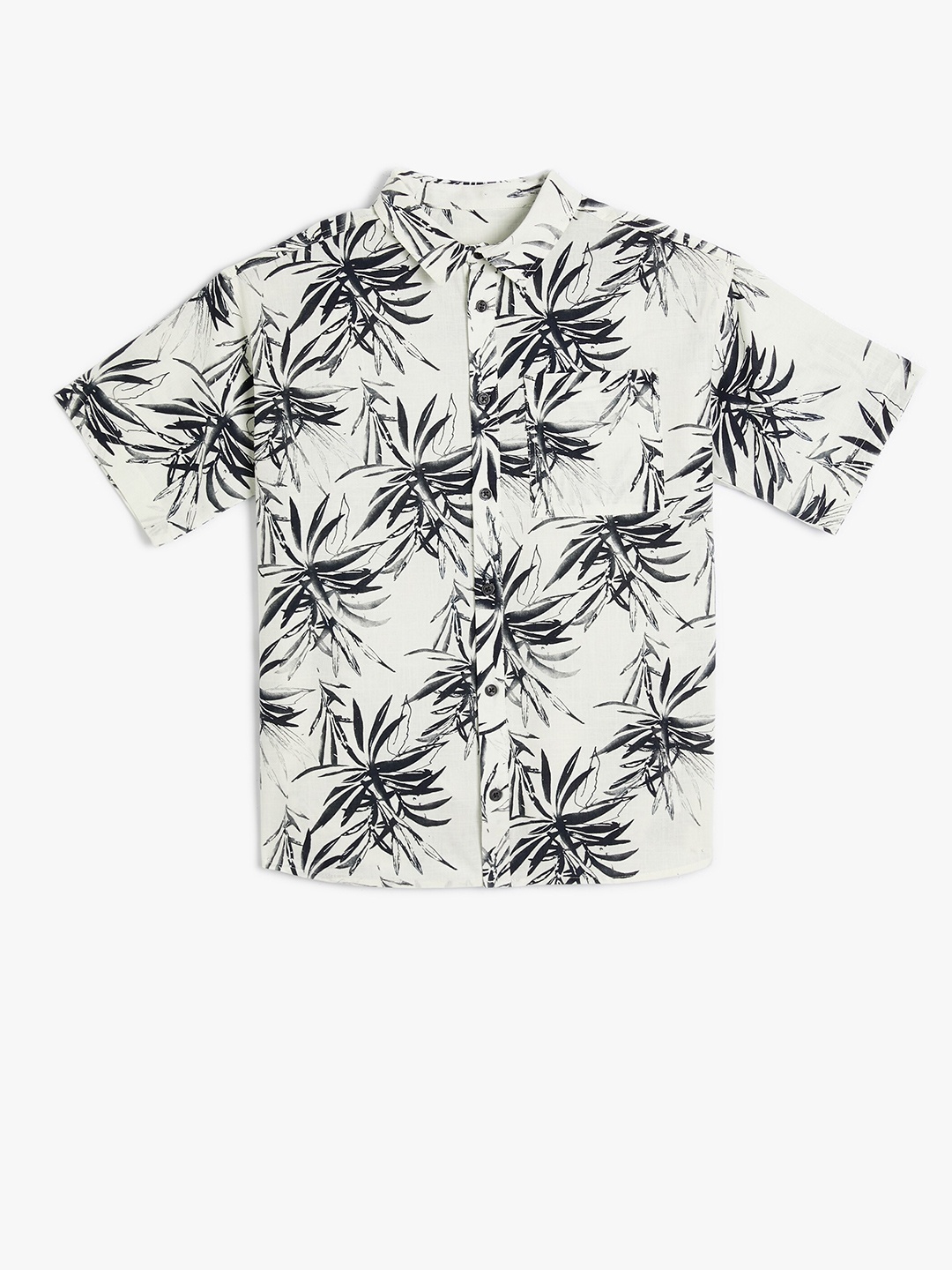

Koton Boys Floral Printed Spread Collar Short Sleeves Cotton Casual Shirt, Beige