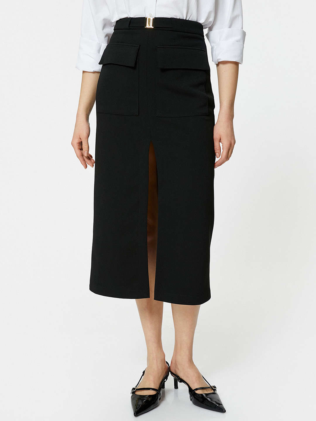 

Koton Straight Midi Pencil Skirt, Black
