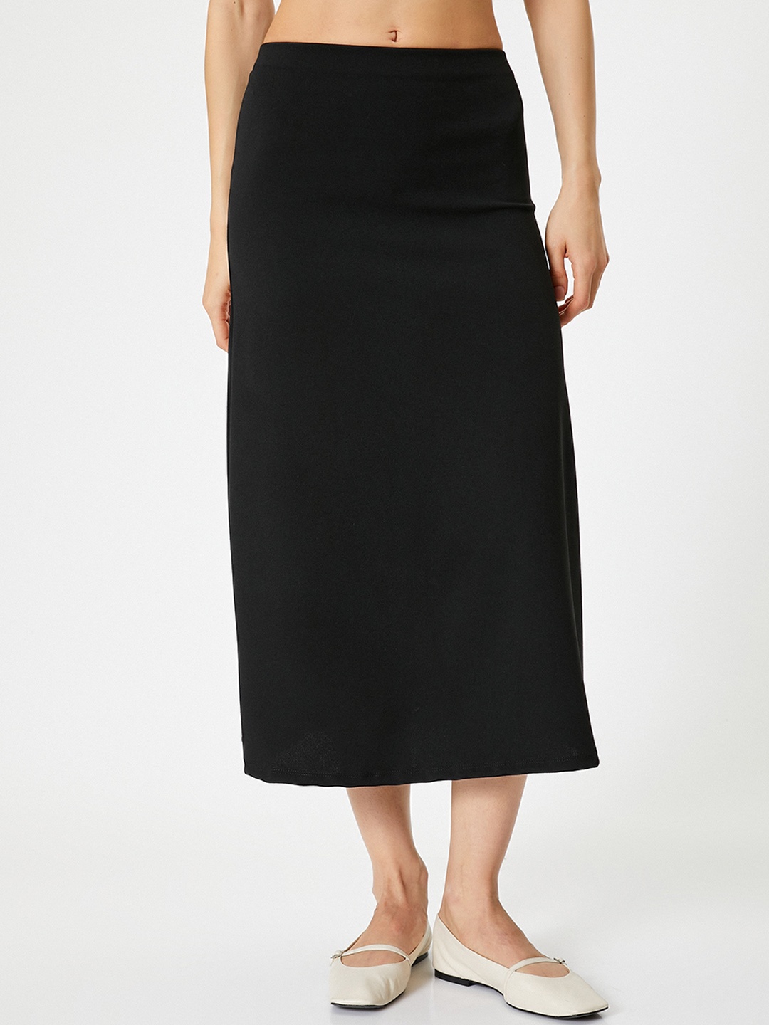 

Koton Straight Midi Flared Skirt, Black