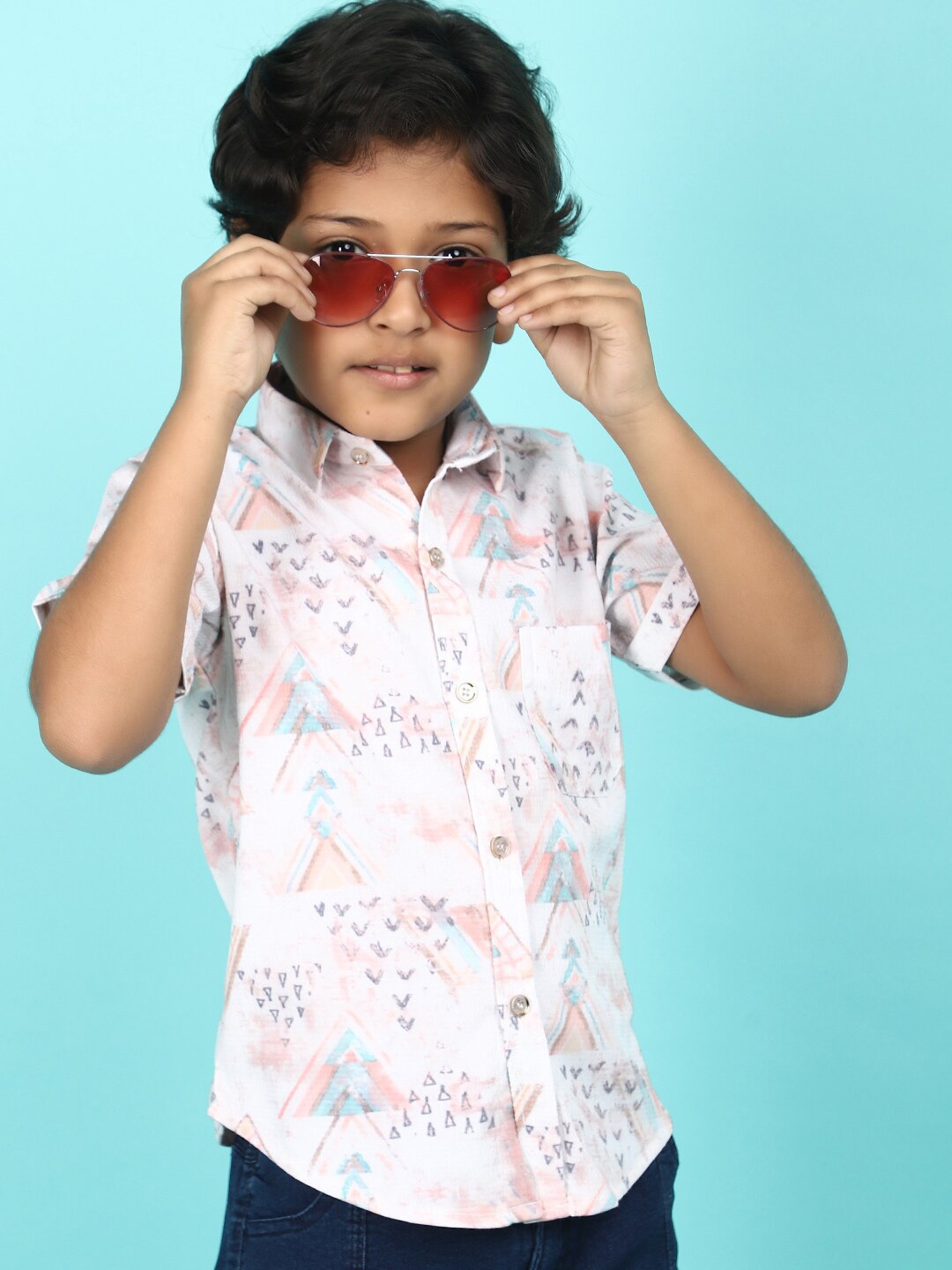 

V-Mart Boys Printed Shirt with Shorts, White