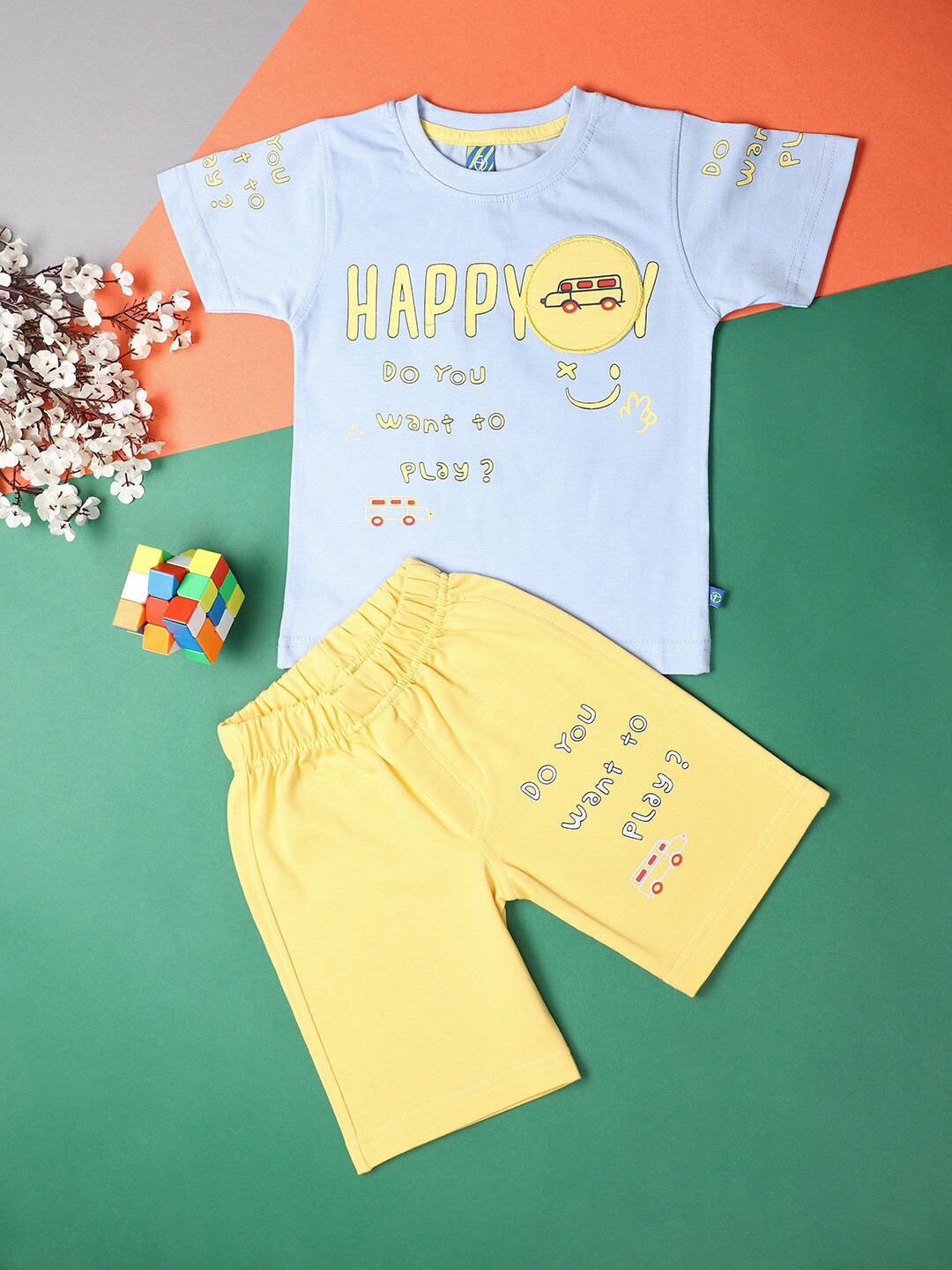 

V-Mart Boys Printed T-shirt with Shorts, Blue