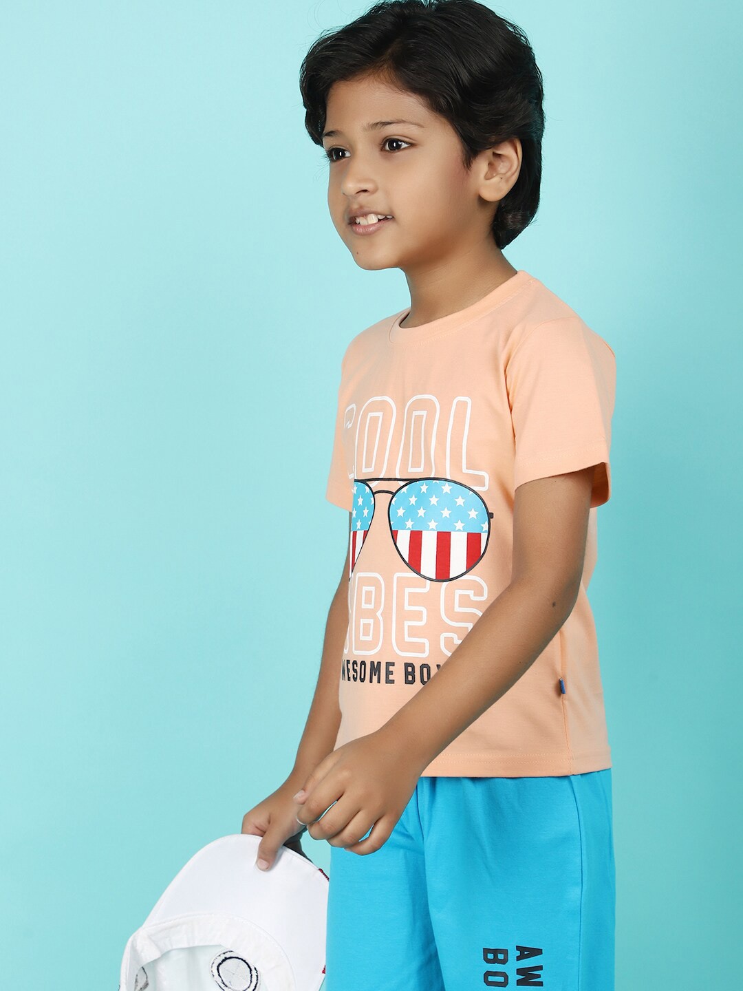

V-Mart Boys Printed T-shirt with Shorts, Pink