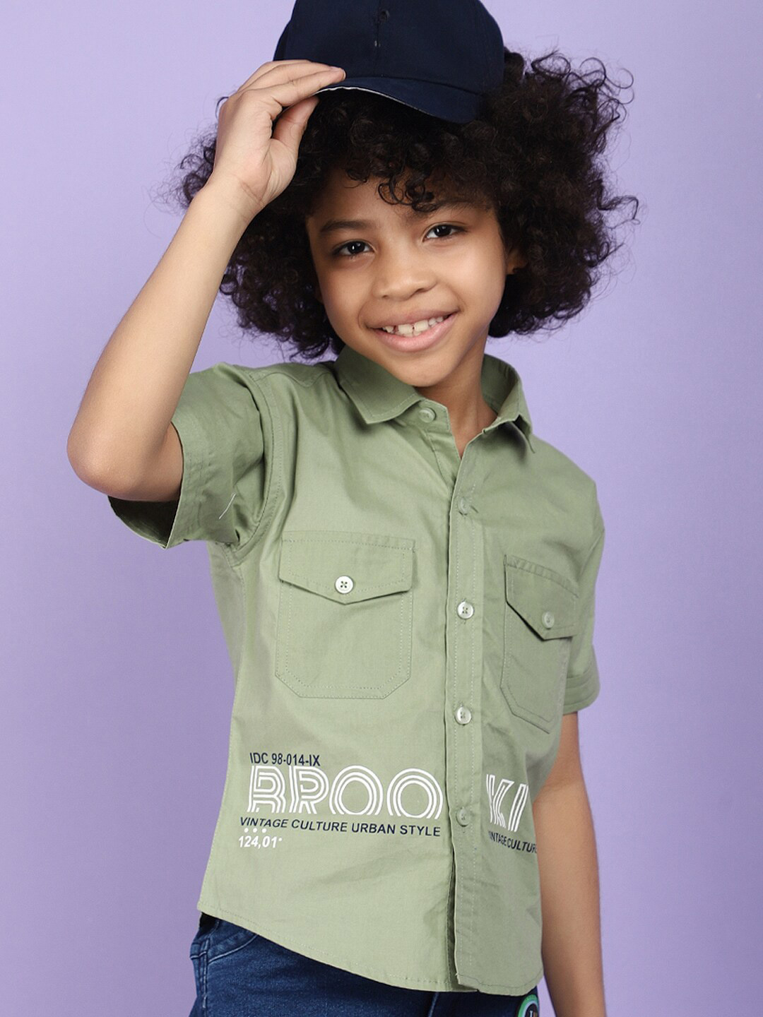 

V-Mart Boys Printed Shirt with Shorts, Sea green