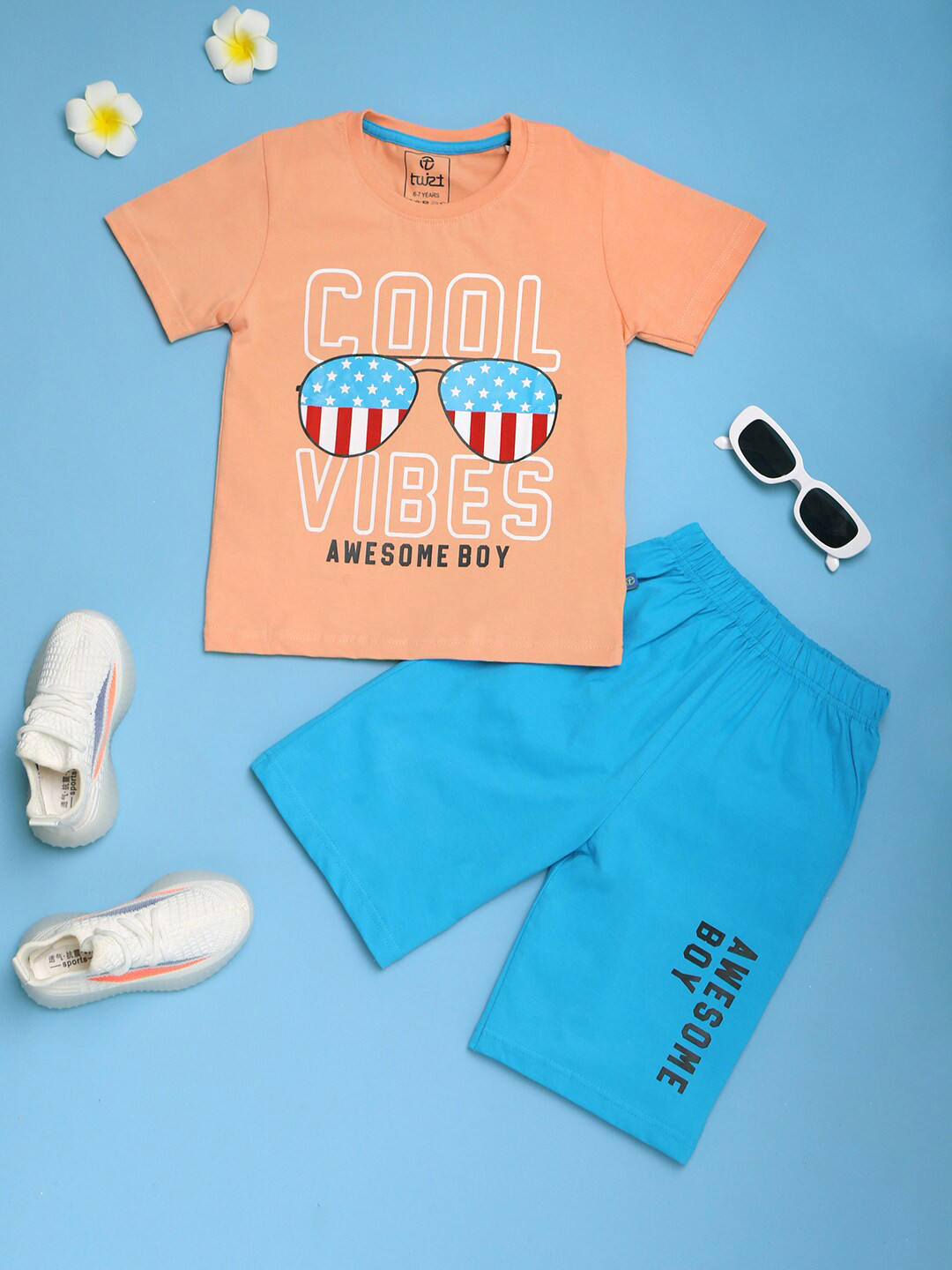 

V-Mart Boys Printed T-shirt with Shorts, Pink