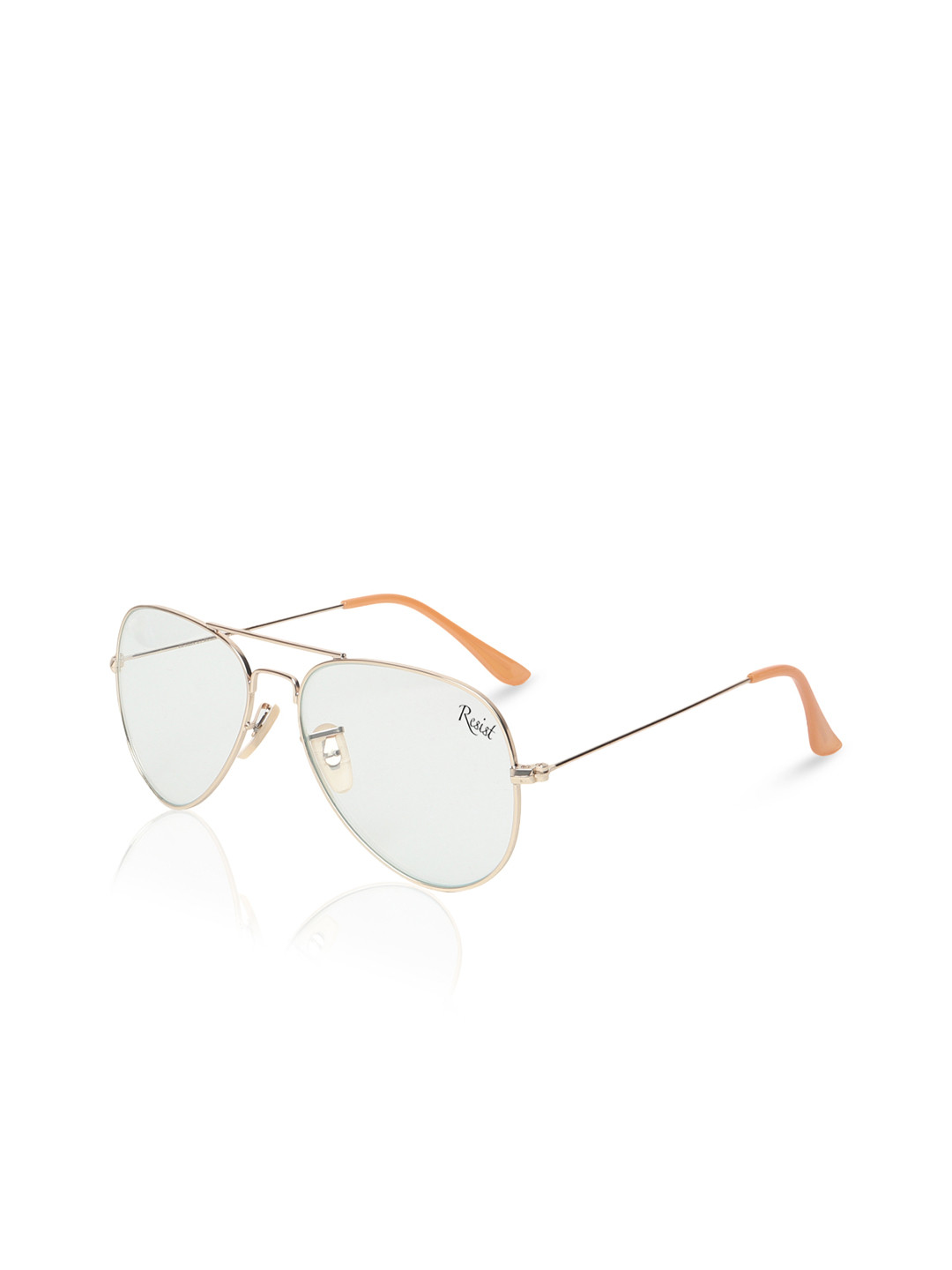 

RESIST EYEWEAR Unisex Aviator Sunglasses With UV Protected Lens AV GOLD DN2, Transparent