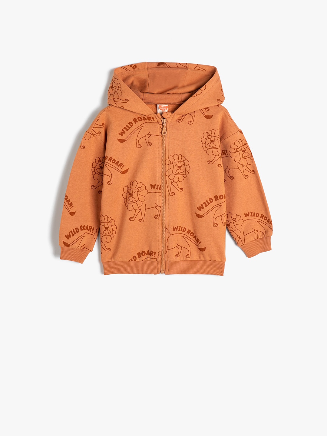 

Koton Boys Graphic Printed Cotton Front-Open Sweatshirt, Brown