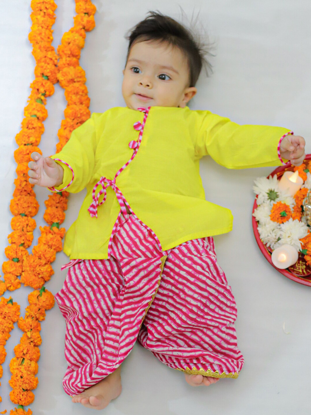 

BownBee Boys Tunic with Dhoti Pants, Yellow
