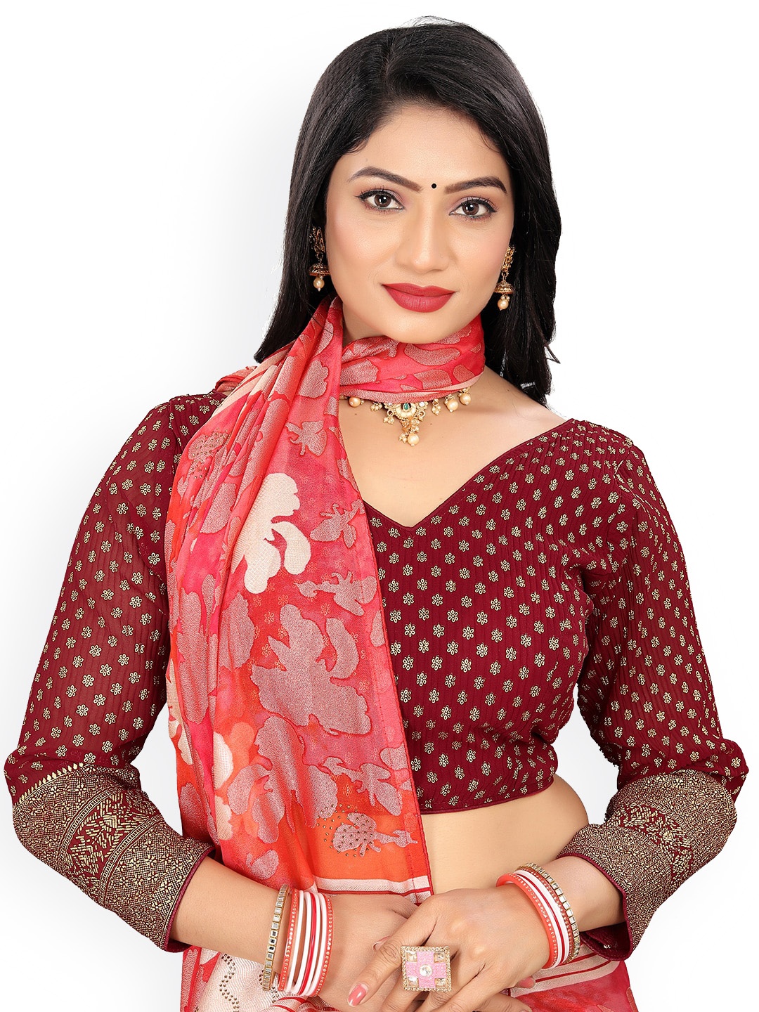 

Reeta Fashion Printed Padded Saree Blouse, Maroon