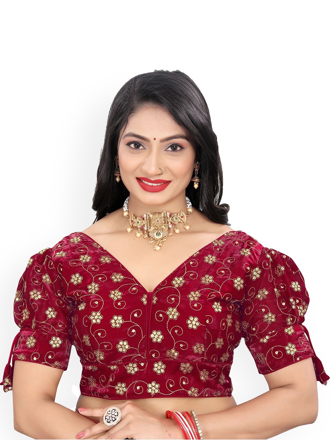 

Reeta Fashion Embroidered Saree Blouse, Maroon