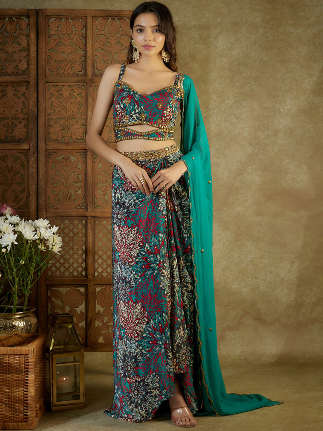 

Mehak Murpana Printed Co-Ords Set, Green