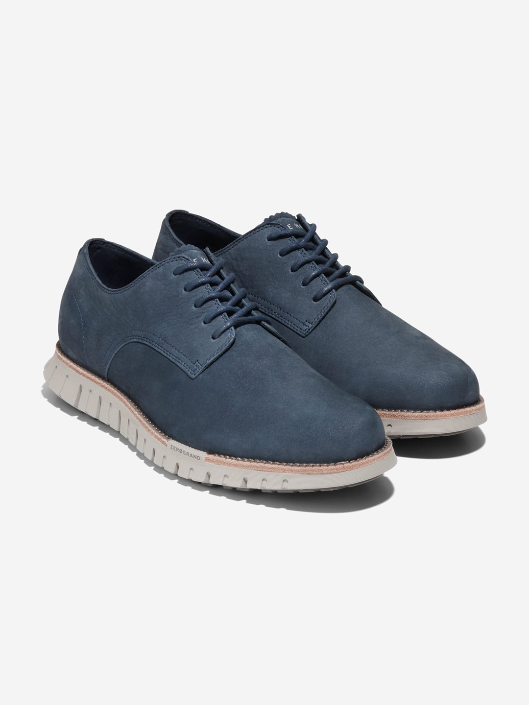 

Cole Haan Men Textured Round Toe Leather Derbys, Navy blue
