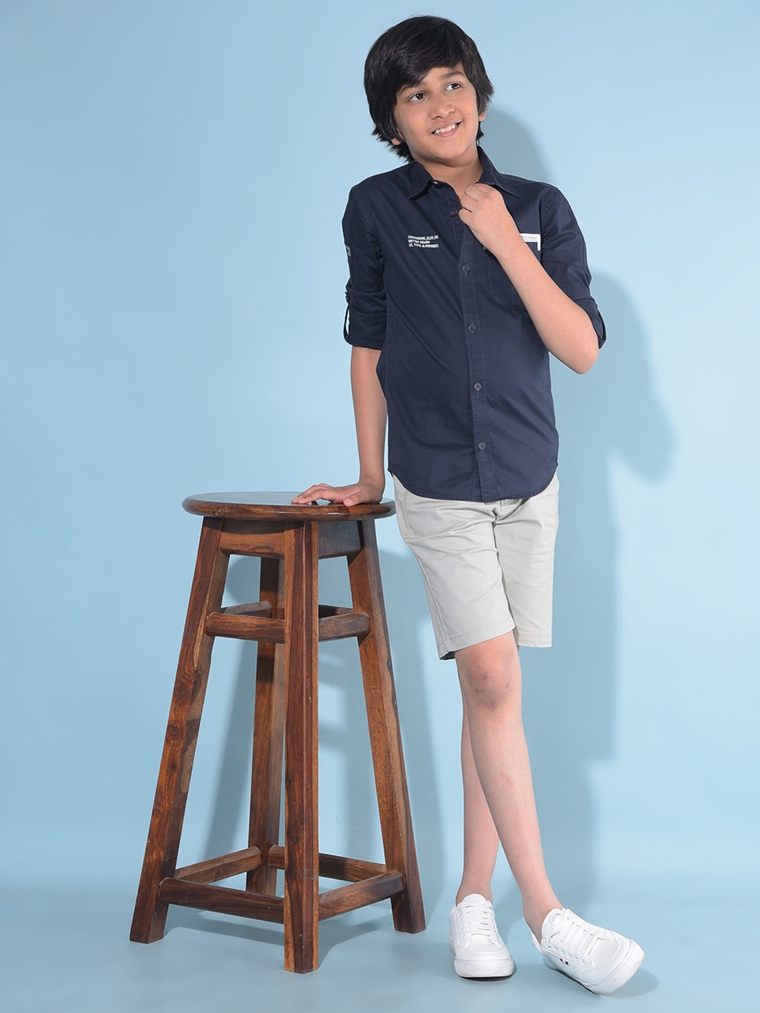 

Crimsoune Club Boys Classic Slim Fit Casual Pure Cotton Shirt, Navy blue