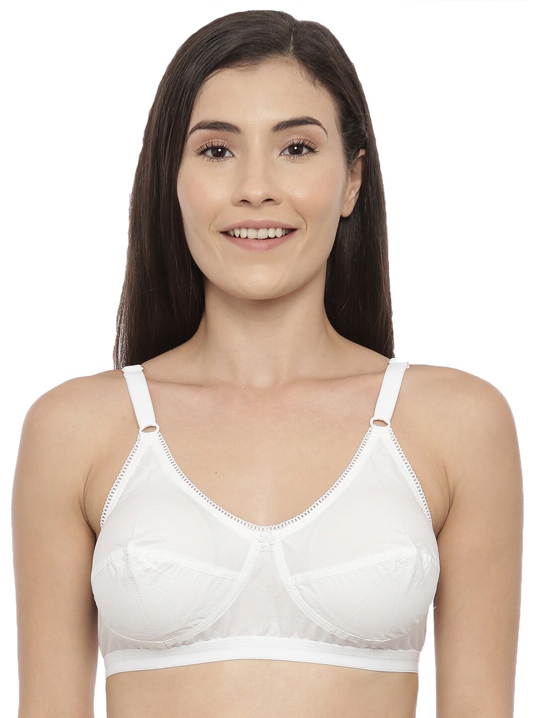 BLOSSOM Single Layered Cotton Everyday Plus Size Bra, White