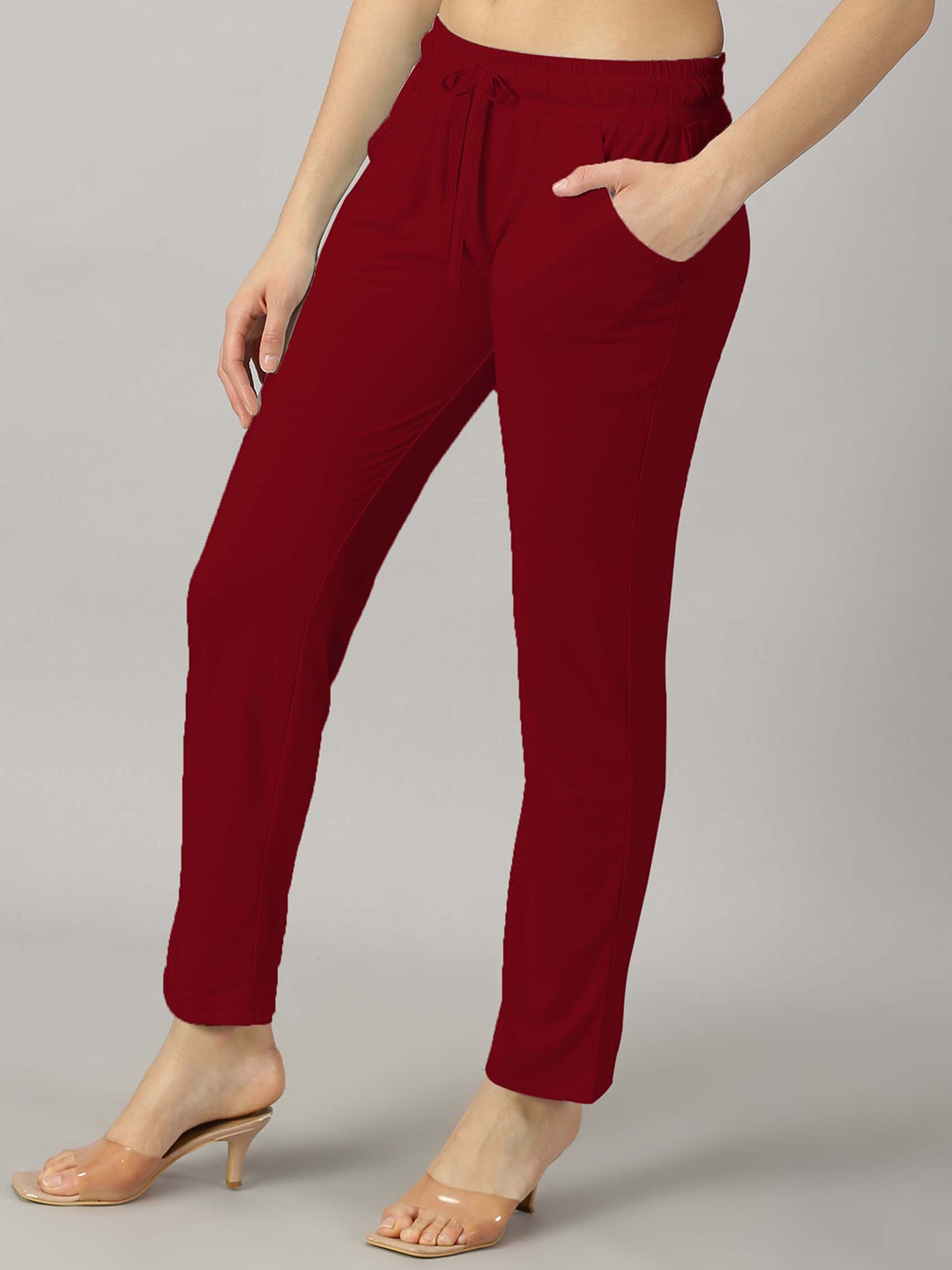 

AUSK Women Relaxed Slim Fit Trouser, Maroon
