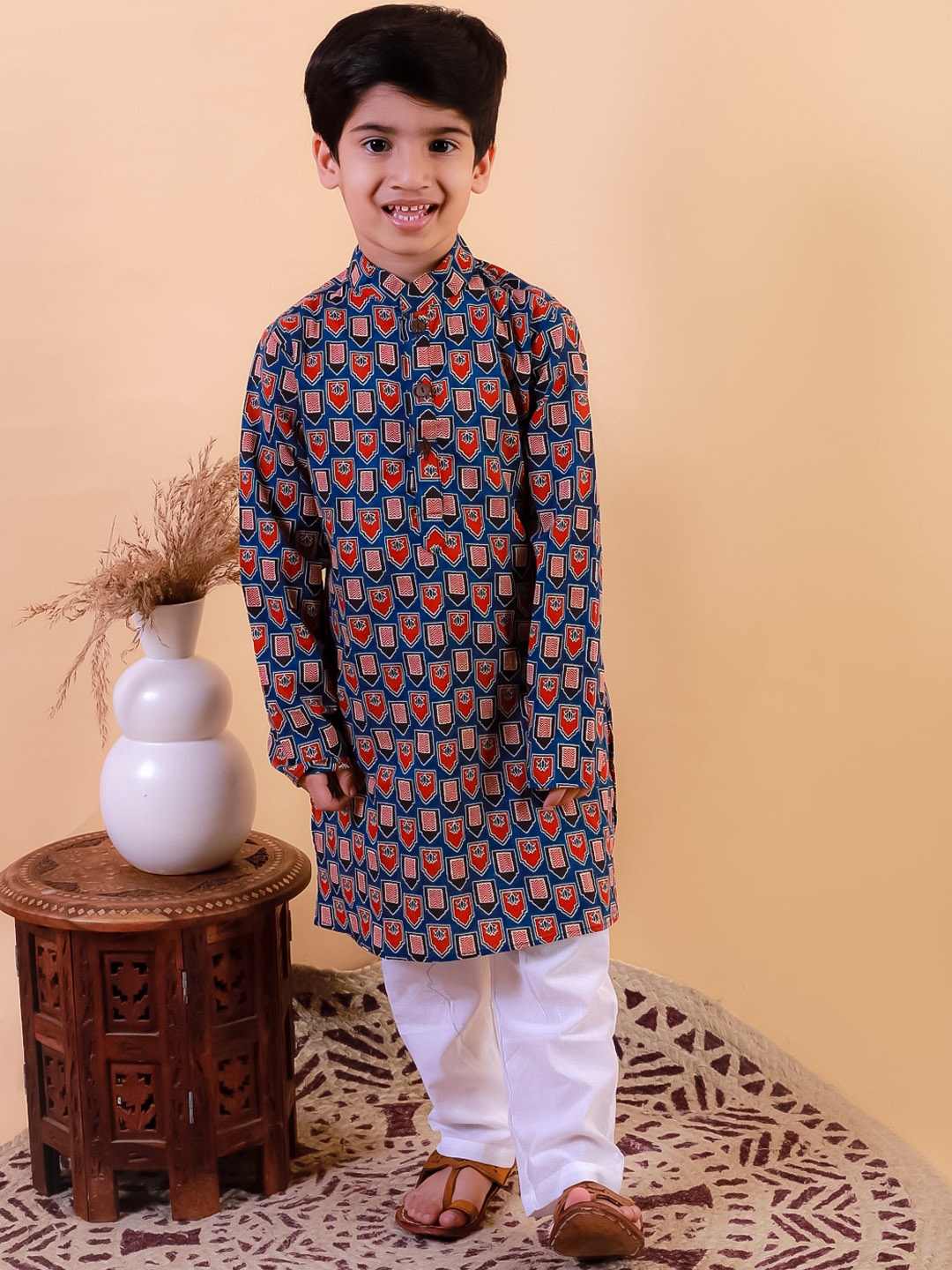 

UNBIND Boys Regular Pure Cotton Kurta with Pyjamas, Blue