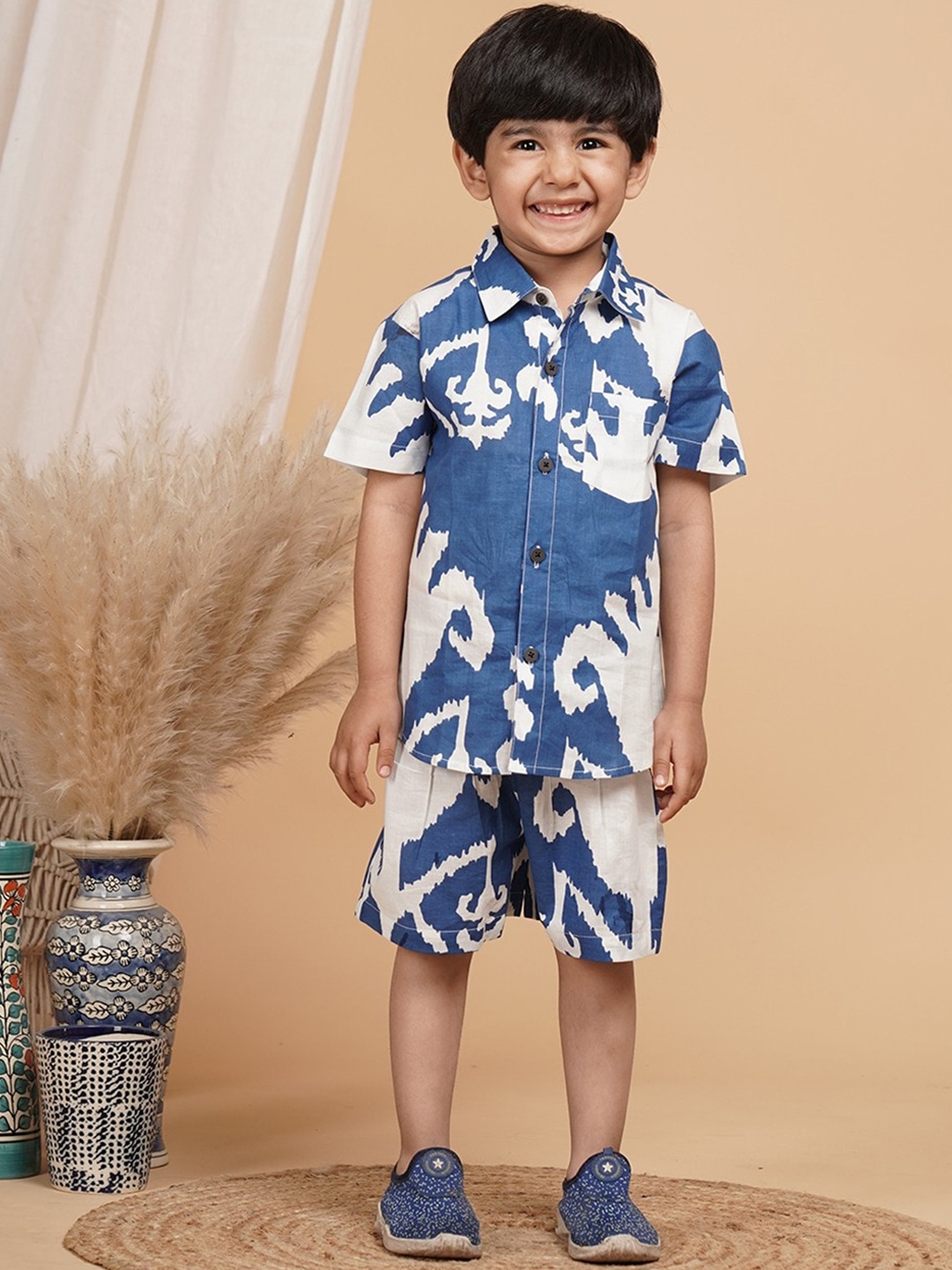 

UNBIND Boys Printed Pure Cotton Clothing Set, Blue