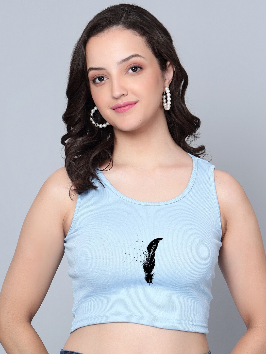 

Fashion And Youth Sleeveless Crop Tank Top, Turquoise blue